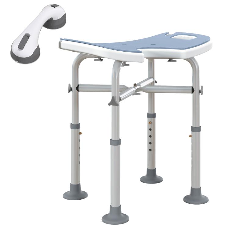 39-51.5cm U Seat Padded Shower Stool - Light Blue