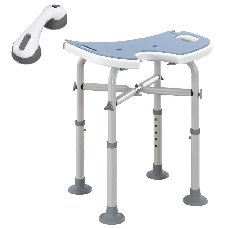 39-51.5cm U Seat Padded Shower Stool - Light Blue