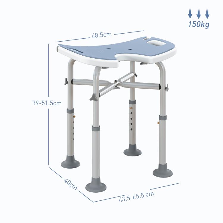 39-51.5cm U Seat Padded Shower Stool - Light Blue