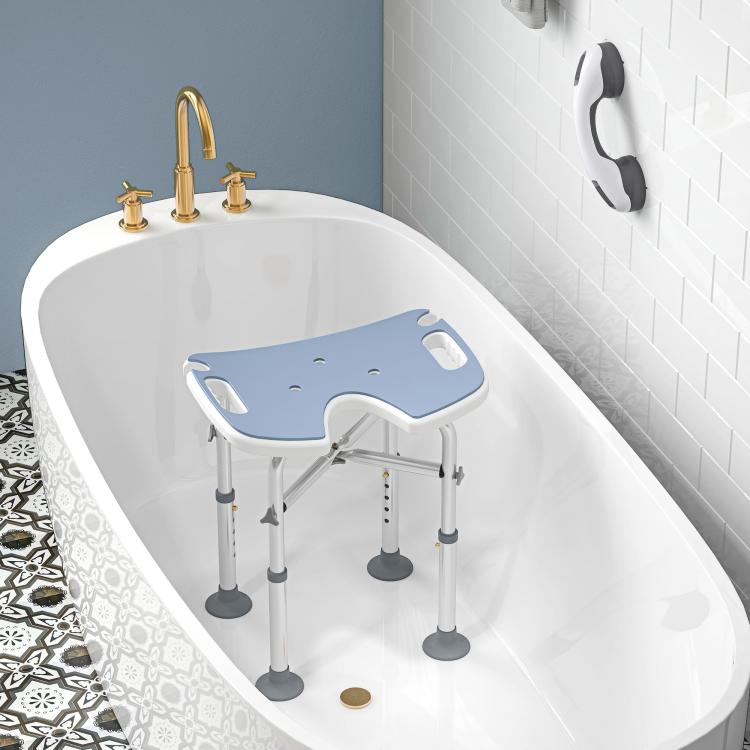 39-51.5cm U Seat Padded Shower Stool - Light Blue