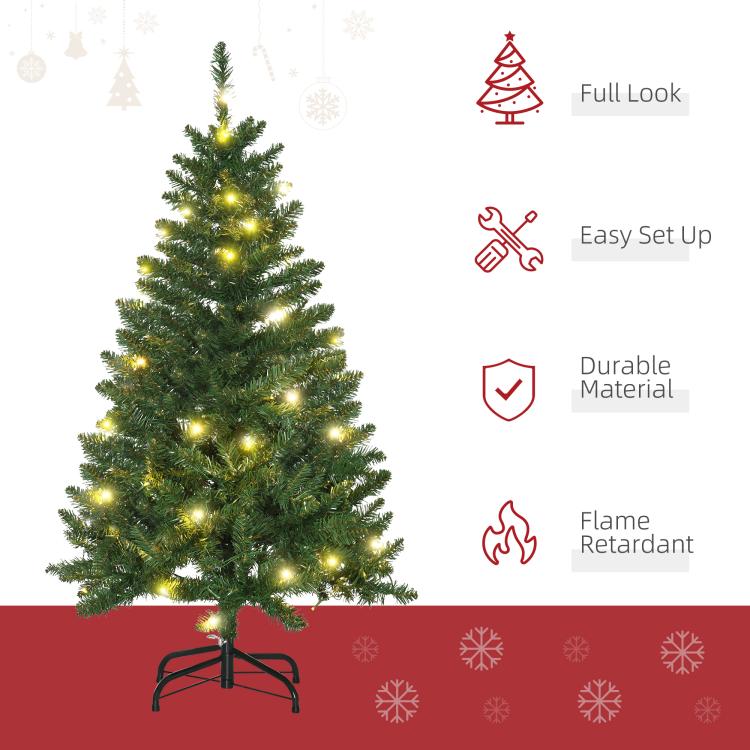 4FT Christmas Tree Warm White LED Light Holiday Home Decoration, Green