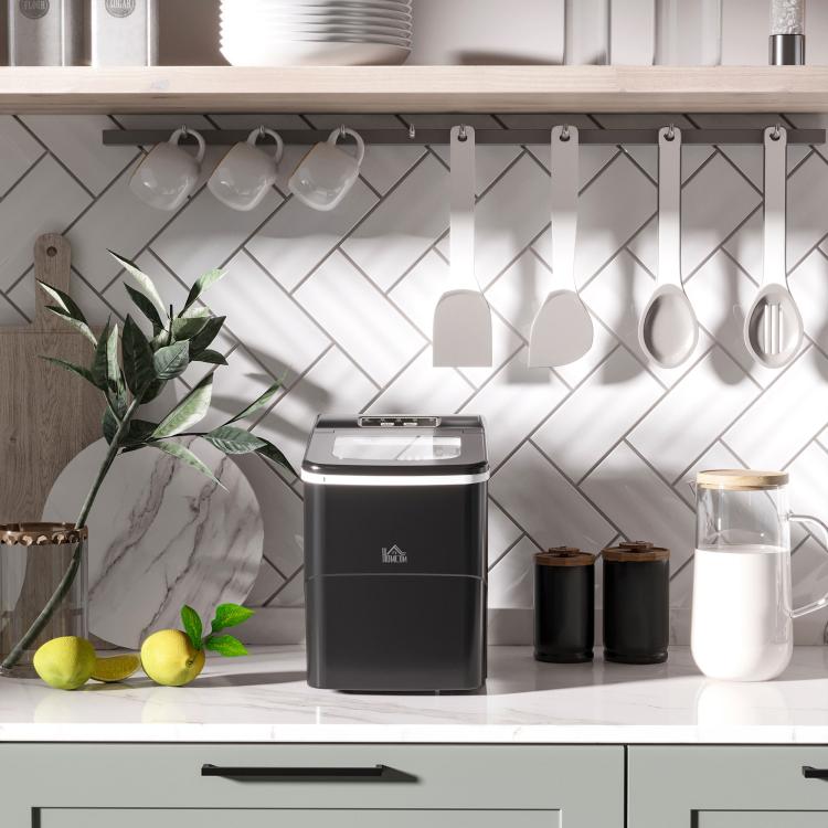 12kg Countertop Ice Cube Machine, with Scoop - Black