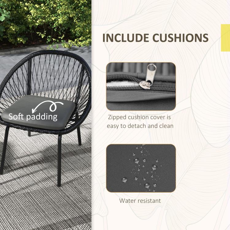 Three-Piece Rattan Bistro Set - Black