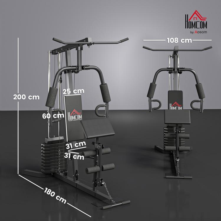 Multi-Exercise Gym Station, with 45kg Weight Stack, for Full Body Workout