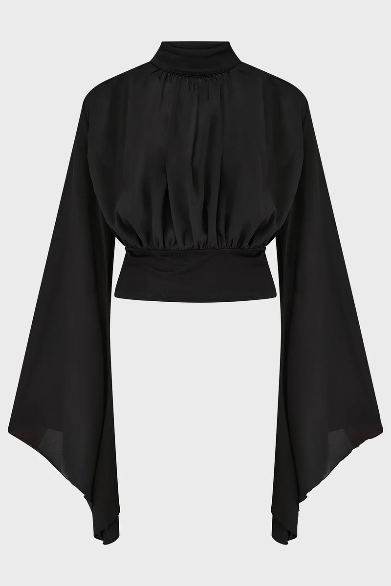 Killstar Astralune High Neck Flared Sleeve Top
