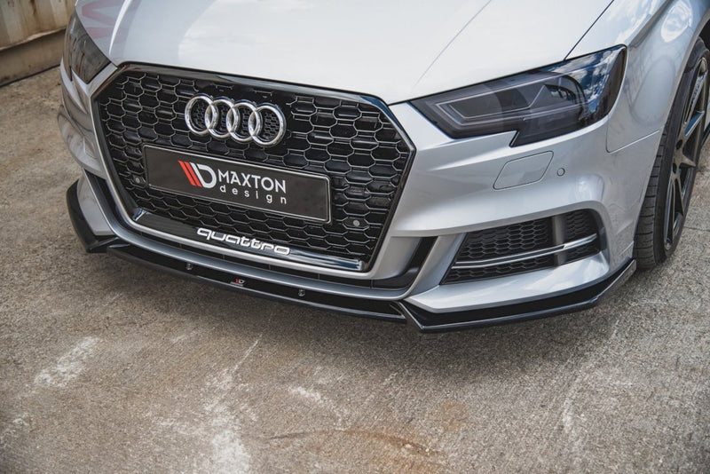 Maxton Design - FRONT SPLITTER V.3 AUDI S3 / A3 S-LINE 8V FACELIFT SEDAN (2016-2020)