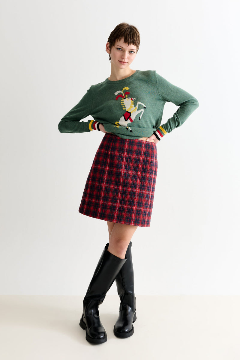 Aubin Winter Check Quilted Mini Skirt – Red