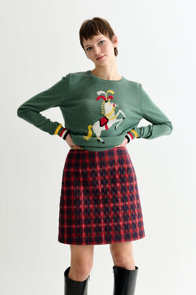 Aubin Winter Check Quilted Mini Skirt – Red