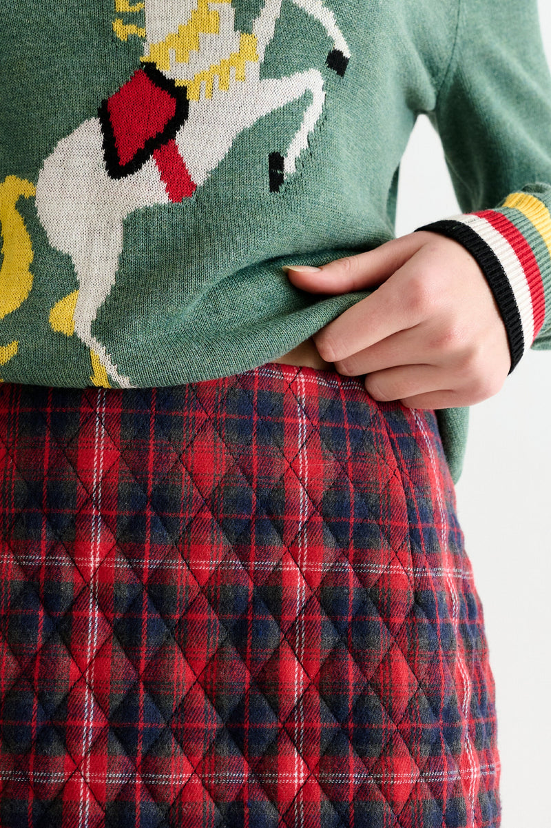 Aubin Winter Check Quilted Mini Skirt – Red