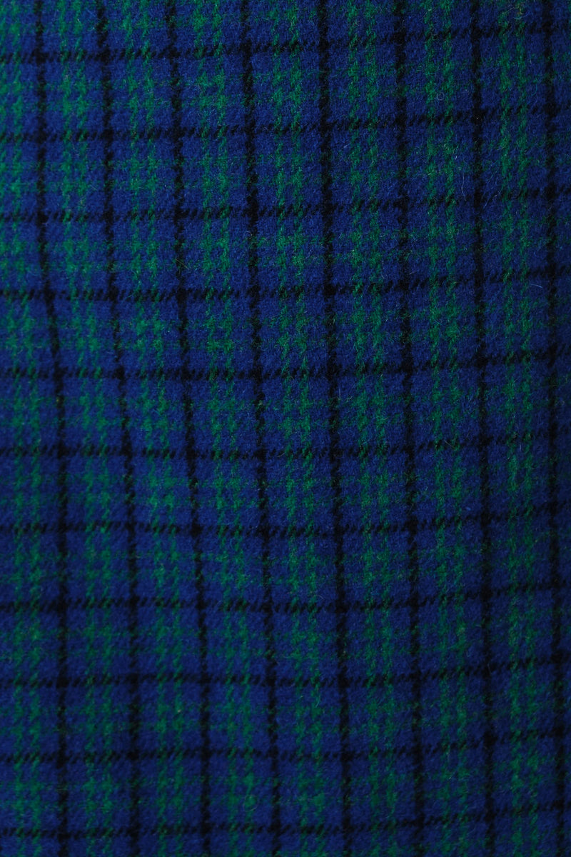 Dryden Wyoming Check Faux Fur Collar Coat - Blue