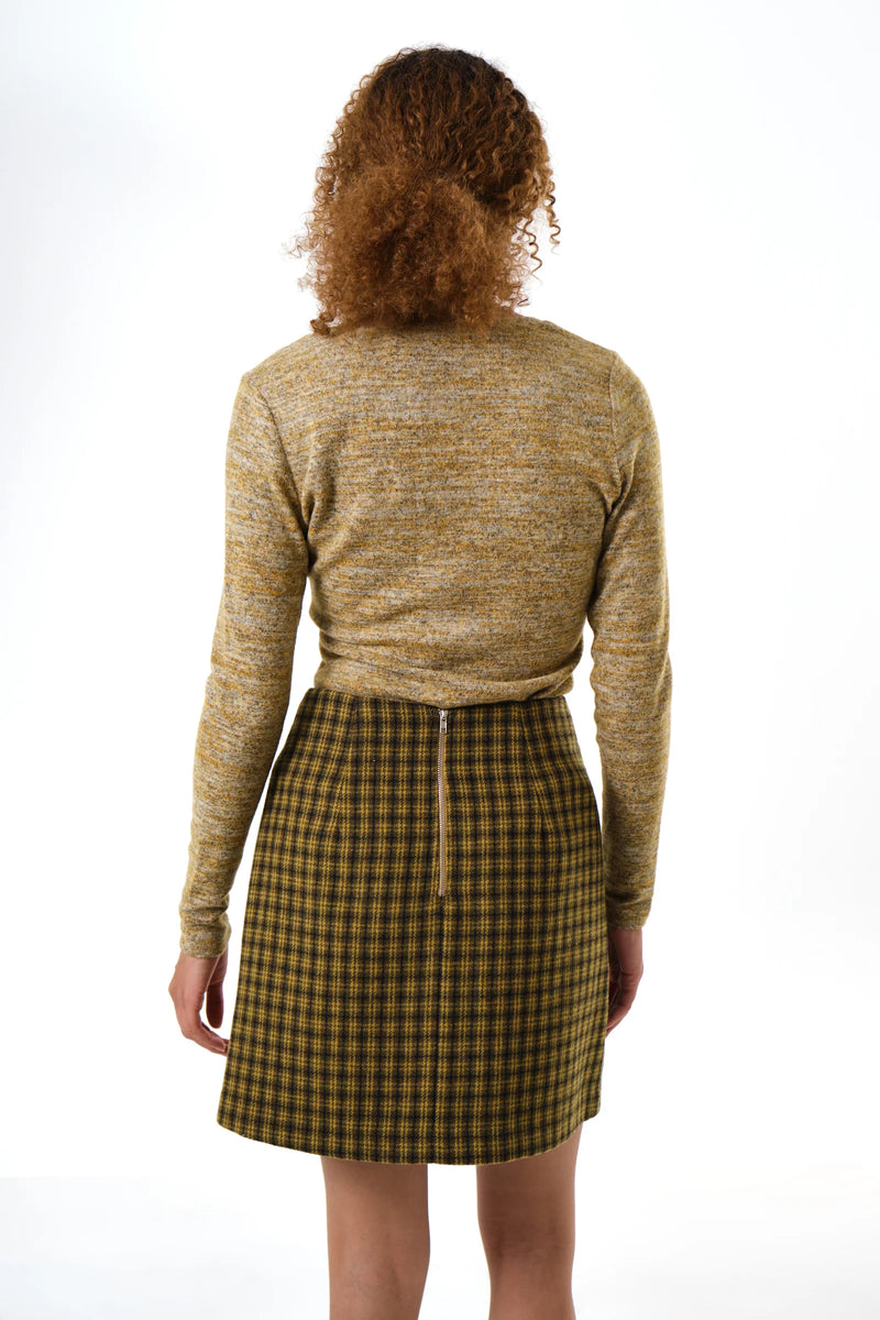 Aubin Wyoming Check A-Line Mini Skirt - Mustard