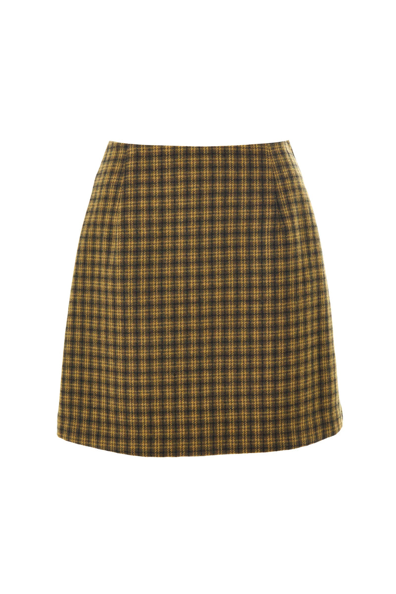 Aubin Wyoming Check A-Line Mini Skirt - Mustard