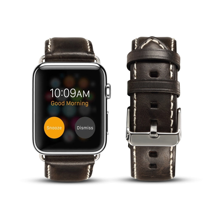 Denior Oil Wax Retro Watch Leather Watch Band for Apple Watch Series 7 45mm / 6 & SE & 5 & 4 44mm / 3 & 2 & 1 42mm