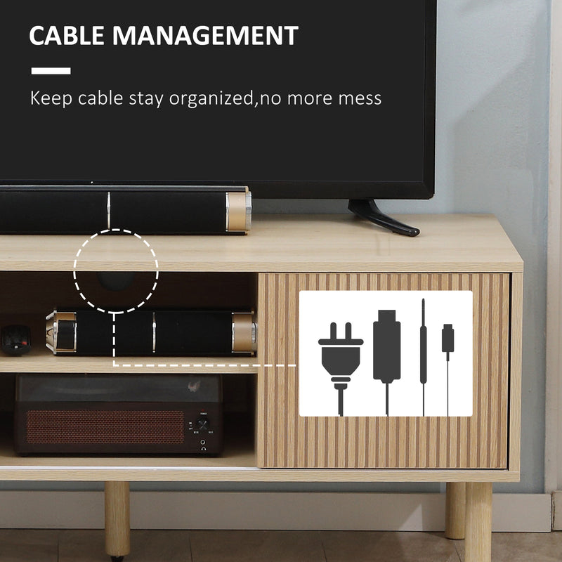 HOMCOM TV Stand Cabinet for TVs up to 50" with Sliding Doors, Natural