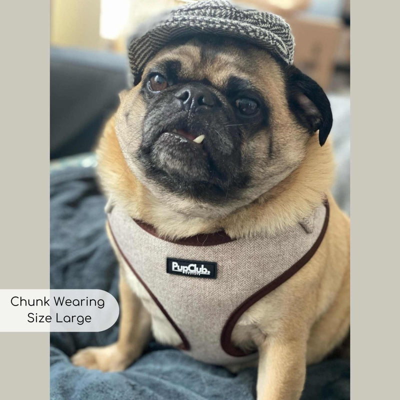 PupClub Dog Tweed Adjustable Harness - Brown