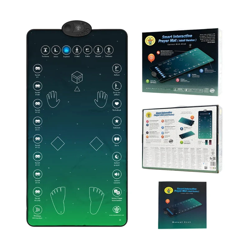 Adults & Reverts Interactive Prayer Mat (Teal) | Learn Salah Step by Step