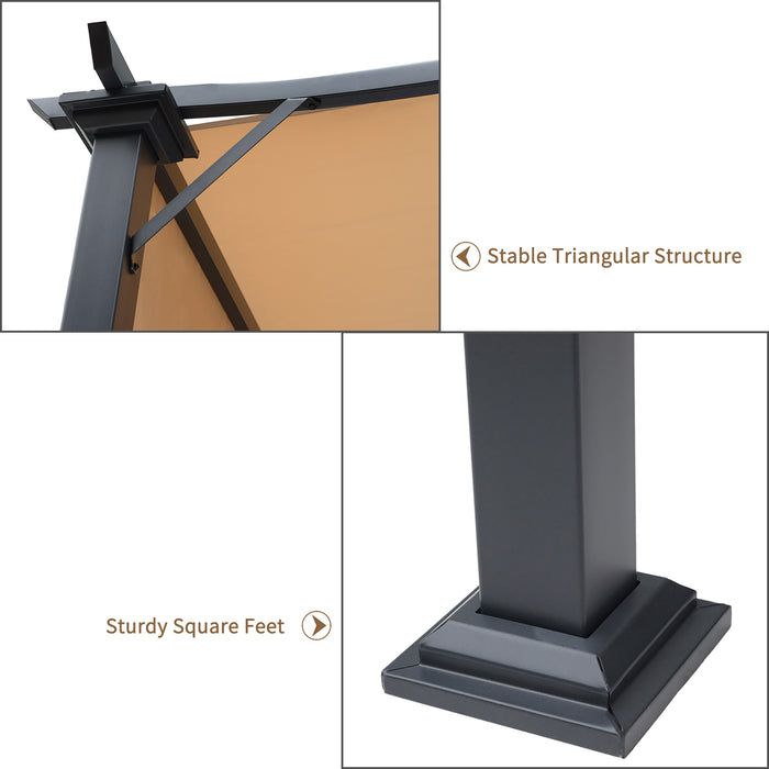 Retractable Pergola Garden Gazebo  3x2.45x2.3m, Khaki