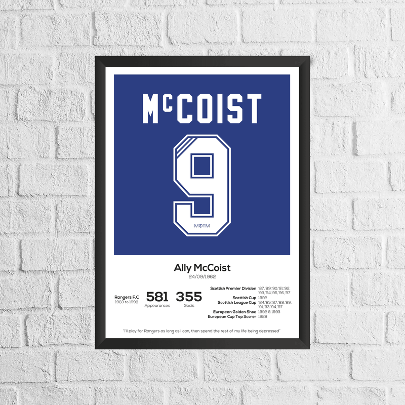 Ally McCoist Legend Stats Print