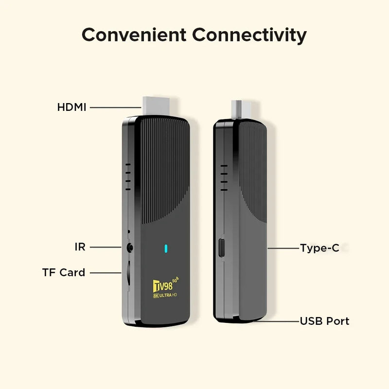 Smart TV Stick Android 14 8K WiFi 6 Bluetooth Fire 8GB RAM Streaming IP TV