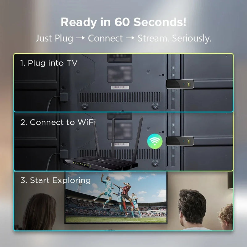 Smart TV Stick Android 14 8K WiFi 6 Bluetooth Fire 8GB RAM Streaming IP TV