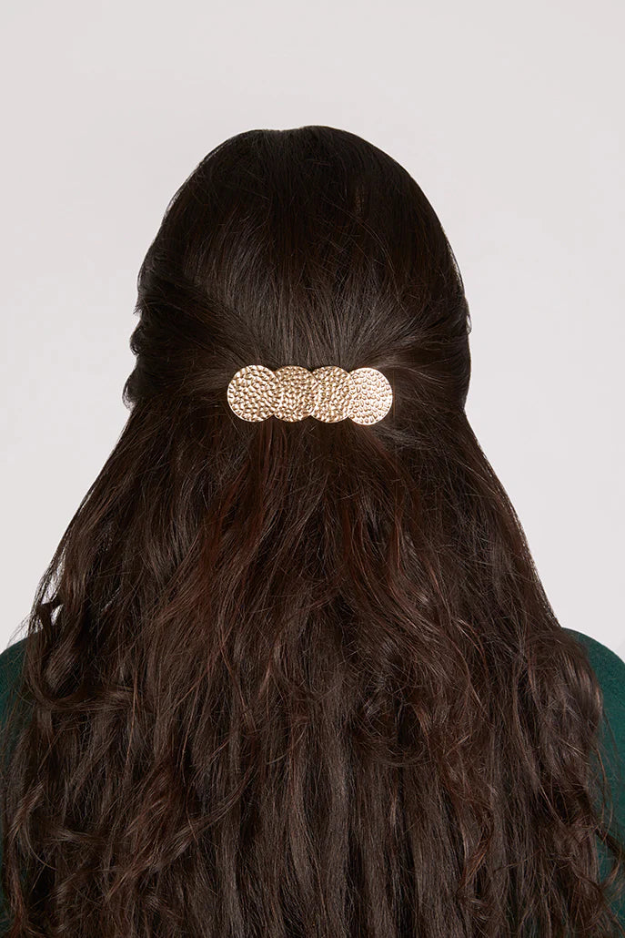 Anna  Hammered Gold Hair Clip