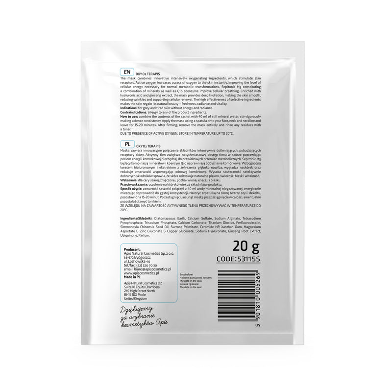 Apis Oxy O2 Oxygenating Algae Mask with Active Oxygen | 20g
