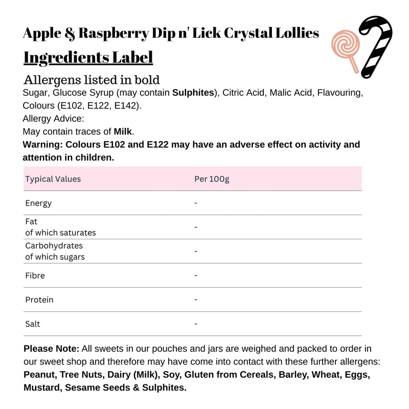 Apple & Raspberry Dip n' Lick Crystal Lollies