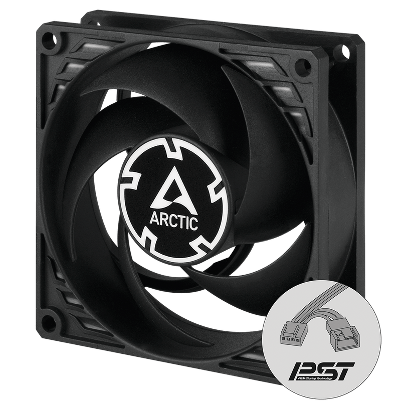 Arctic P8 8cm Pressure Optimised PWM PST Case Fan Cable Splitter & Fluid Dynamic - 200-3000 RPM