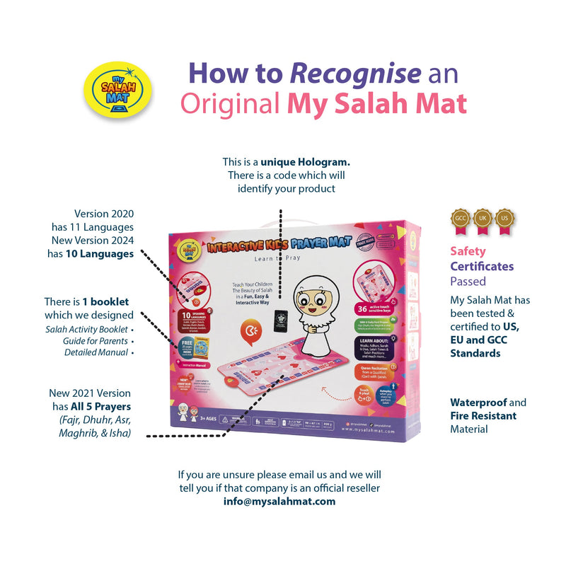 Smart Interactive Kids Prayer Mat Pink Version |  Now with Salah Translation | Ramadan & Eid Gift