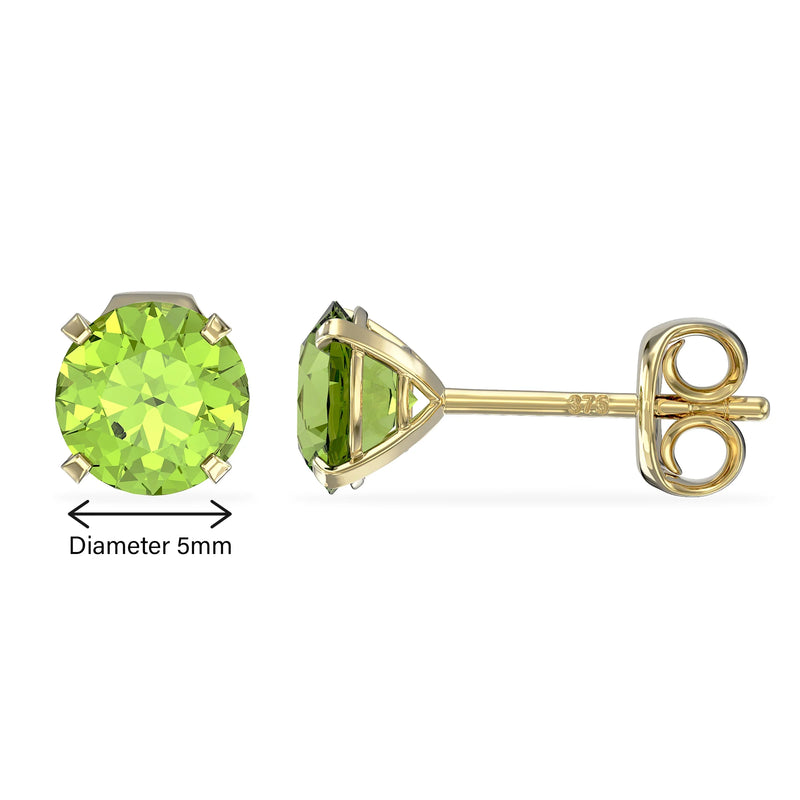 August Birthstone Peridot Stud Earrings