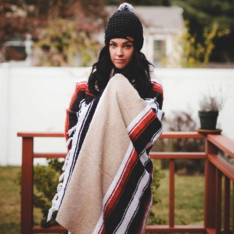 Autumn Earth Baja Diamond Beige Mexican Blanket