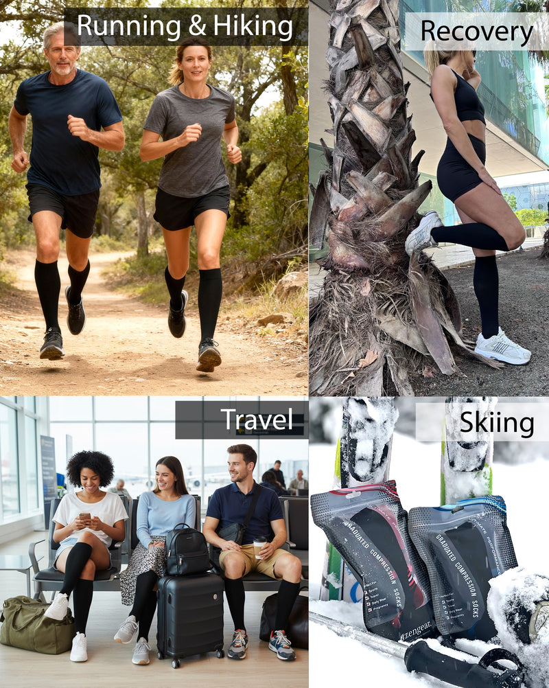 Compression Socks for Women & Men (20-30 mmHg), Knee-High Flight Socks