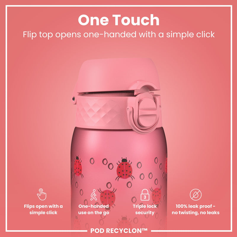 Leak Proof Kids' Water Bottle, Recyclon, Ladybugs, 350ml (12oz)