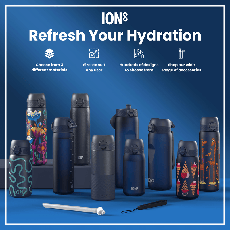 Leak Proof Slim Water Bottle, Stainless Steel, Ash Navy, 600ml (20oz)