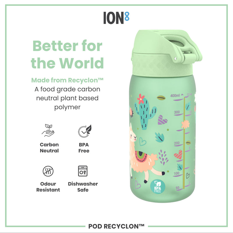 Leak Proof Kids Water Bottle, Recyclon, Llamas, 350ml (12oz)