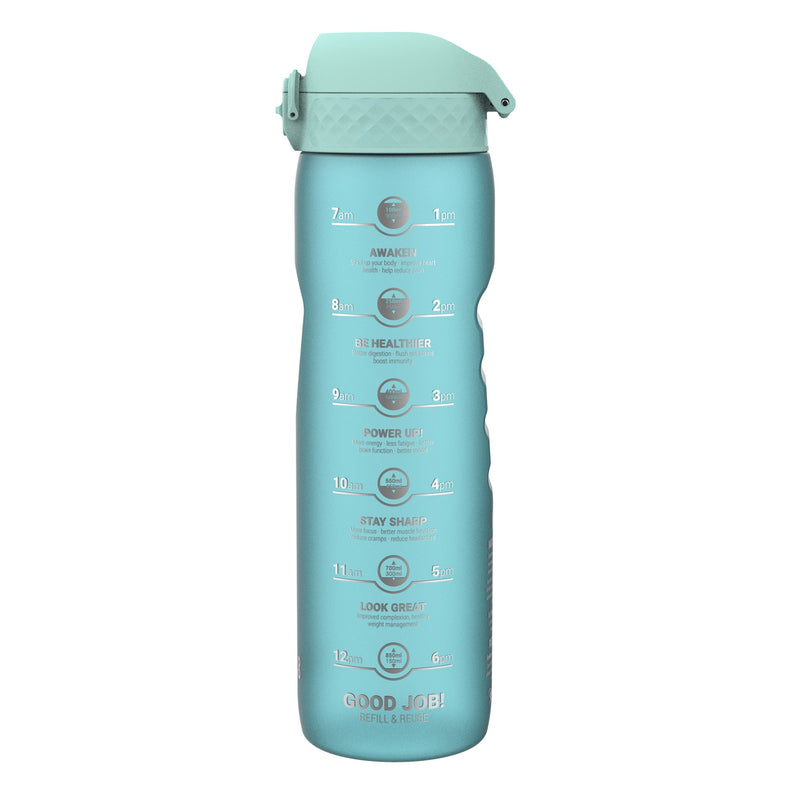 Leak Proof 1 Litre Water Bottle with Times to Drink, Recyclon, Sonic Blue, 1L