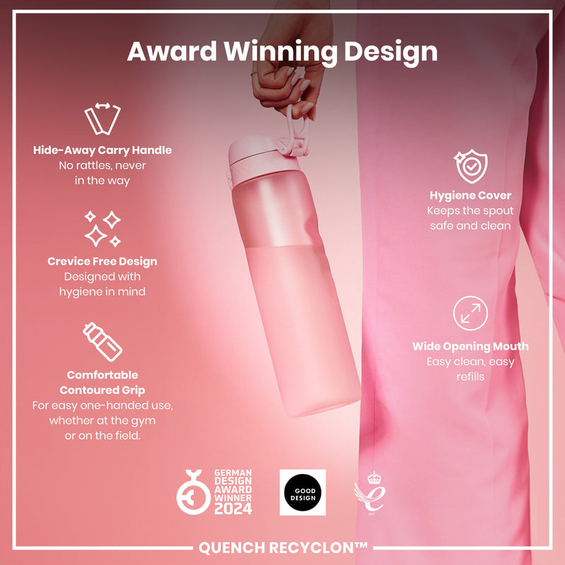 Leak Proof 1 litre Water Bottle, Recyclon, Rose Quartz, 1L
