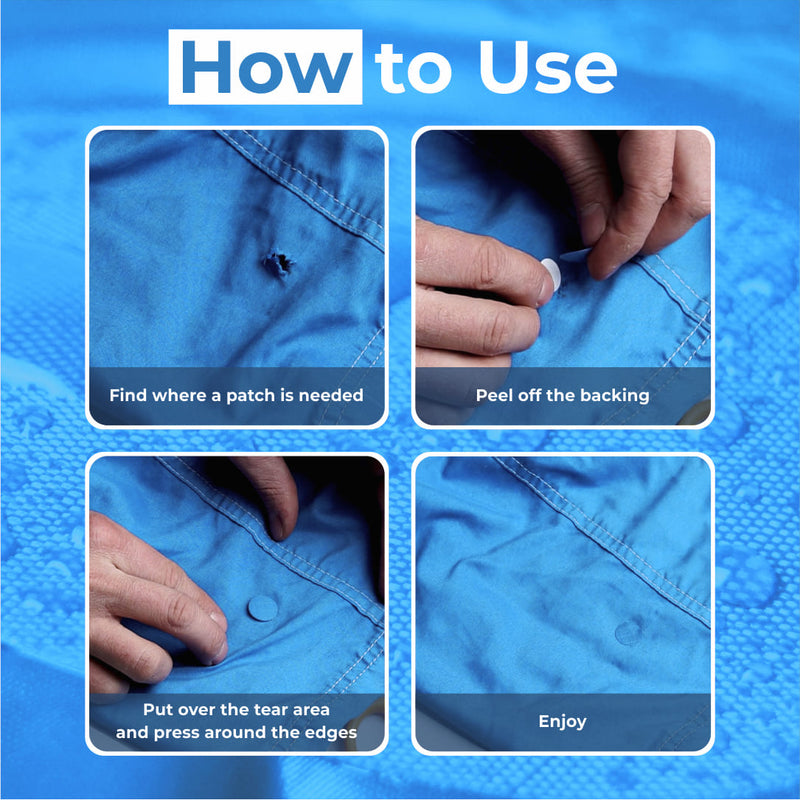 Repair Patches (30+ Colours) for Puffer Jackets, Tents, Upholstery - Stick On, Waterproof, Tear-Cold-Heat-Resistant