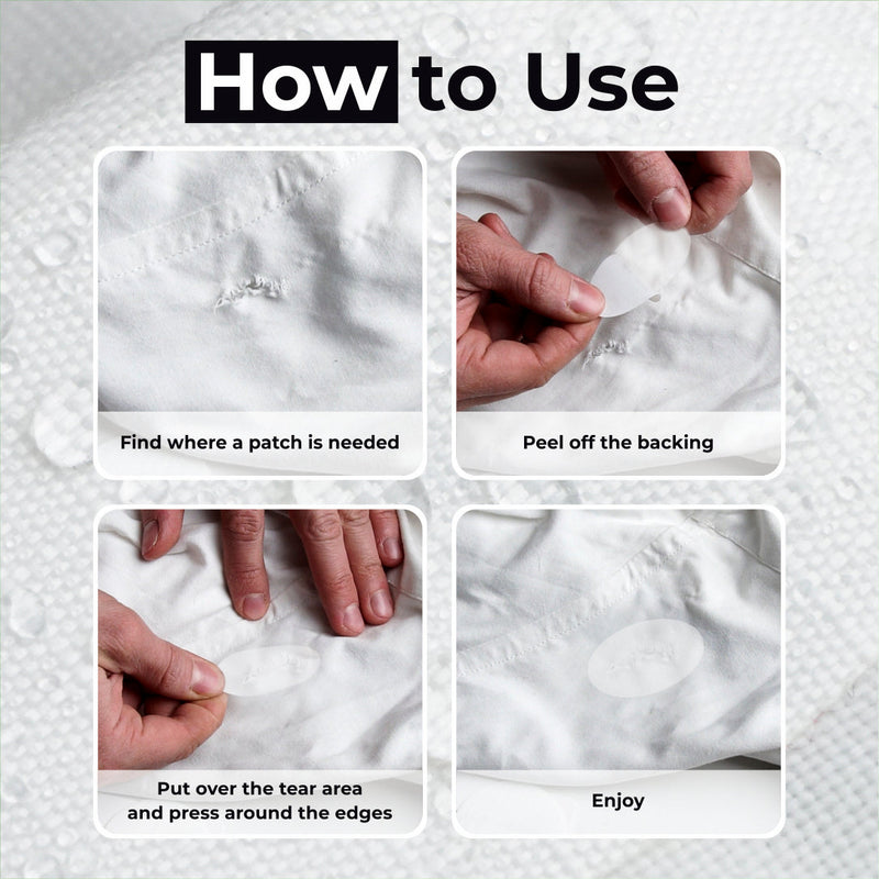 Repair Patches (30+ Colours) for Puffer Jackets, Tents, Upholstery - Stick On, Waterproof, Tear-Cold-Heat-Resistant