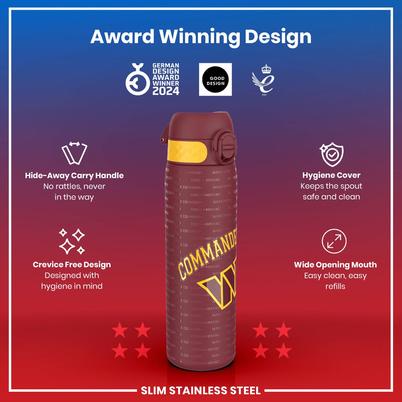Leak Proof NFL Water Bottle, Stainless Steel, Washington Commanders, 600ml (20oz)