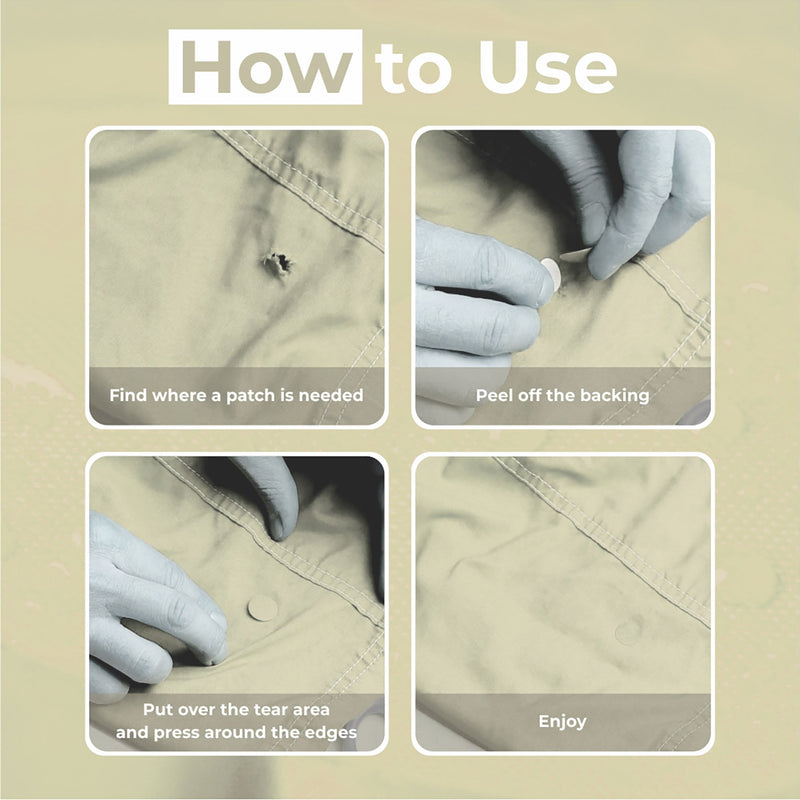 Repair Patches (30+ Colours) for Puffer Jackets, Tents, Upholstery - Stick On, Waterproof, Tear-Cold-Heat-Resistant