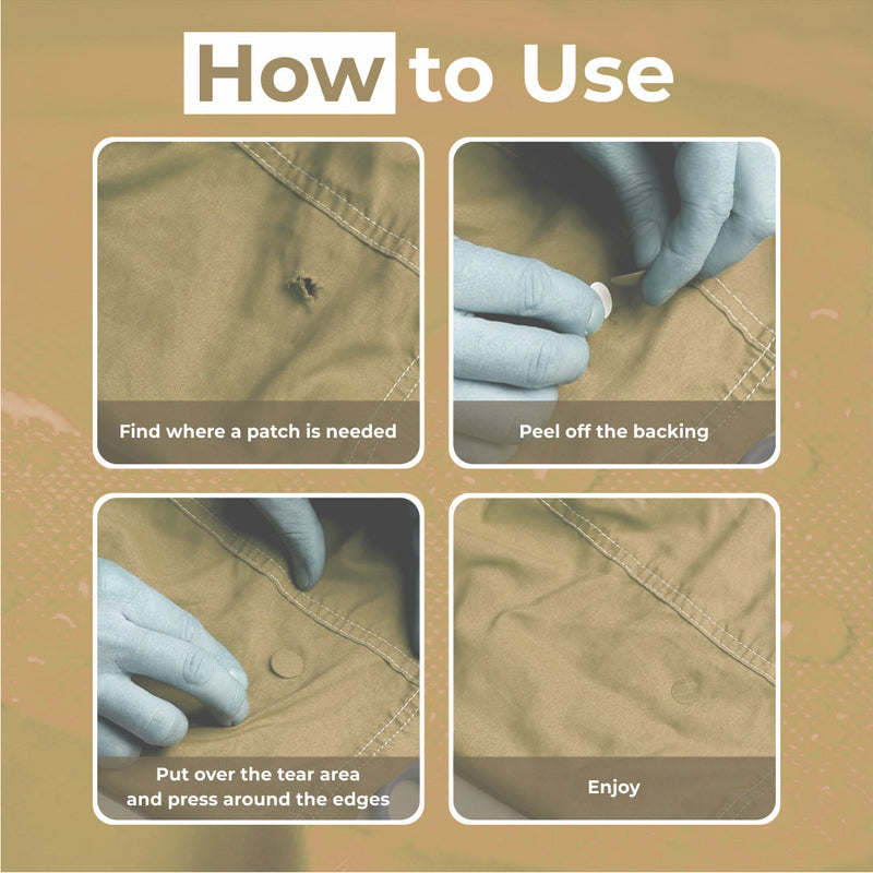 Repair Patches (30+ Colours) for Puffer Jackets, Tents, Upholstery - Stick On, Waterproof, Tear-Cold-Heat-Resistant