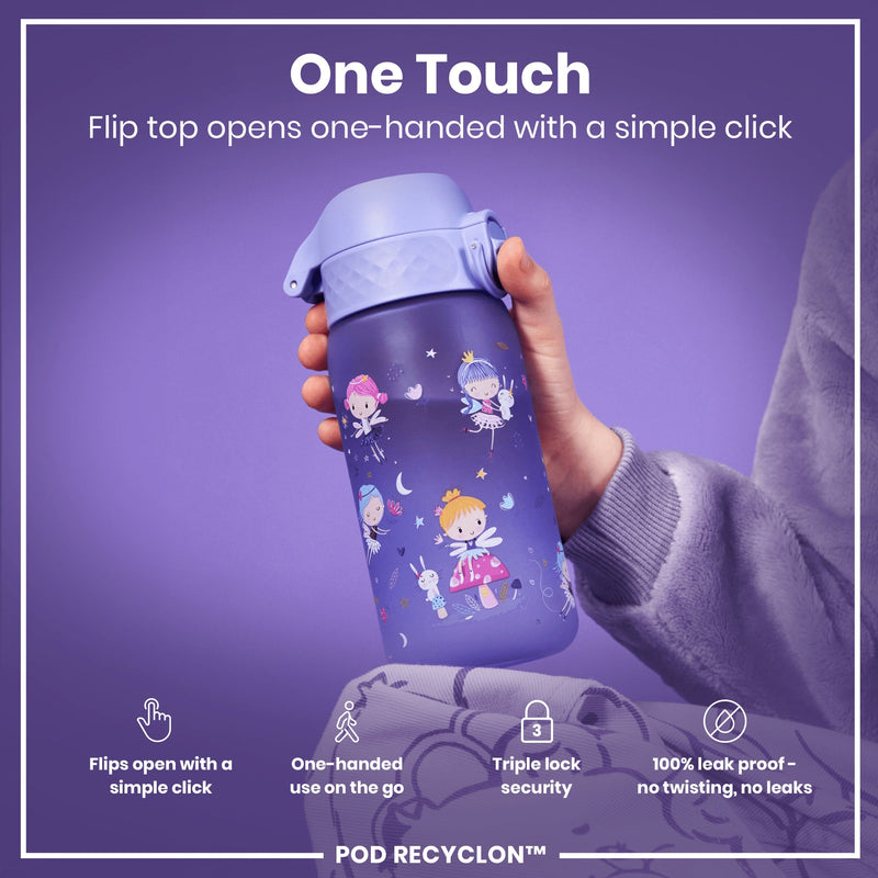 Leak Proof Kids Water Bottle, Recyclon, Fairies, 350ml (12oz)