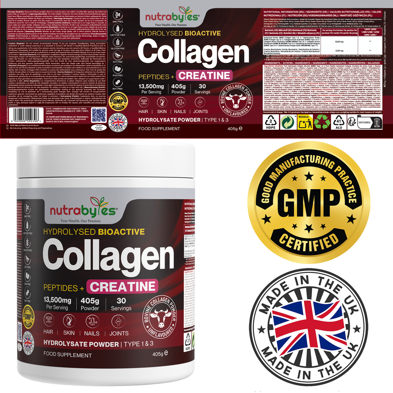 Collagen Powder with Creatine Monohydrate | Ultimate Beauty & Fitness Combo | Unflavoured | 405g