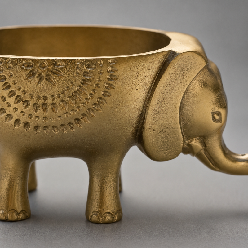 Elephant Planter Solid Cast Brass Metal Plant Pot for Succulents & Plants