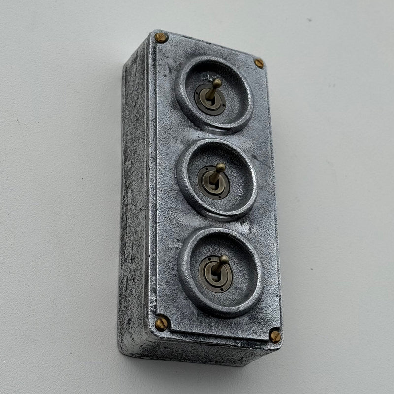 3 Gang 2 Way Solid Cast Metal Toggle Light Switch