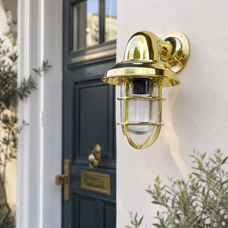 Wells - Solid Brass Bulkhead Outdoor & Bathroom Wall Light