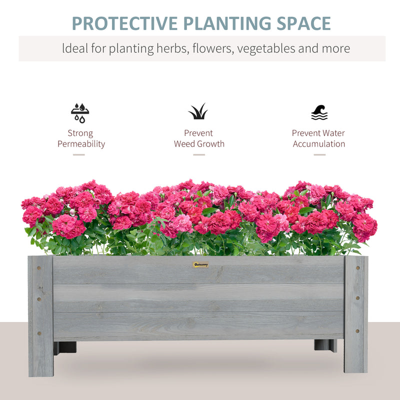 Outsunny Wooden Garden Raised Bed Planter Grow Containers Pot, 100x36.5x36cm
