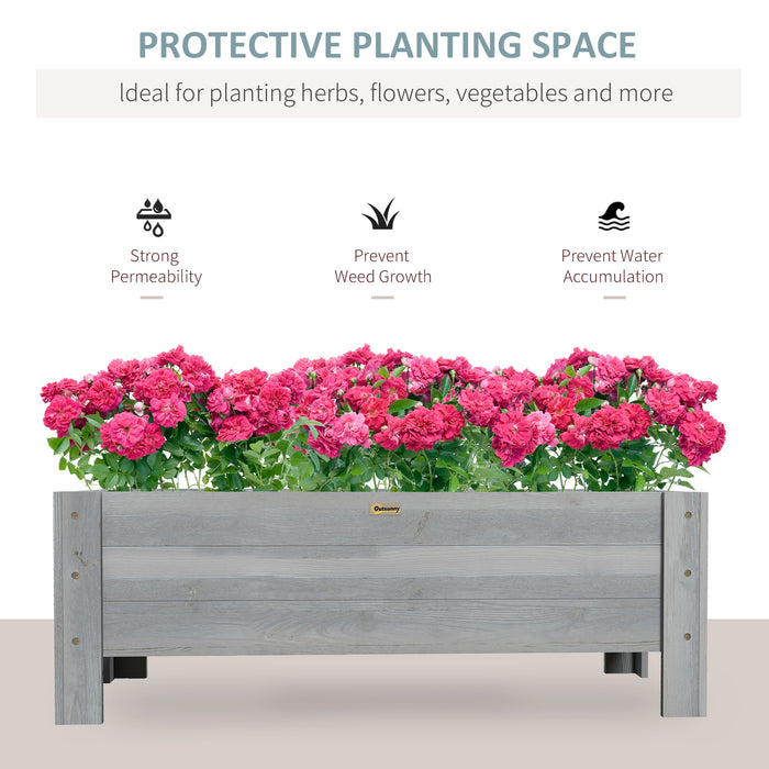 Outsunny Wooden Garden Raised Bed Planter Grow Containers Pot, 100x36.5x36cm
