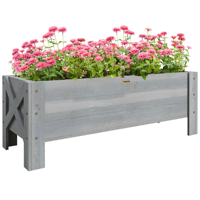 Outsunny Wooden Garden Raised Bed Planter Grow Containers Pot, 100x36.5x36cm